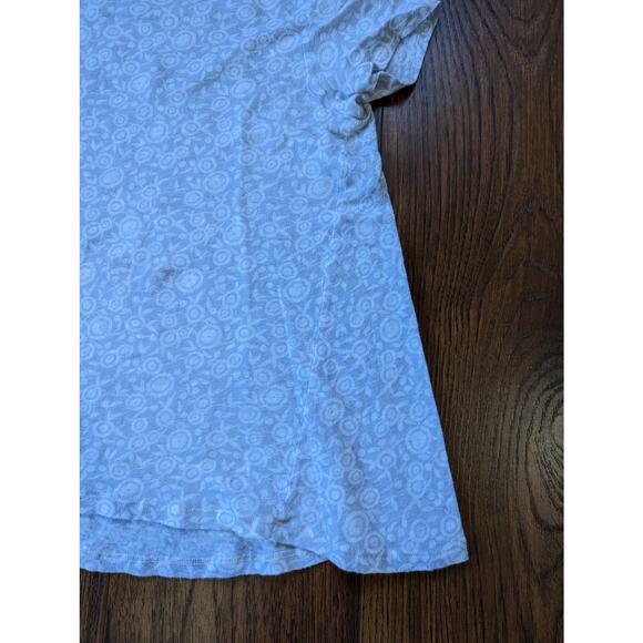 Stefanel Floral Design White Gray Linen Short Sleeve L - Picture 4 of 5